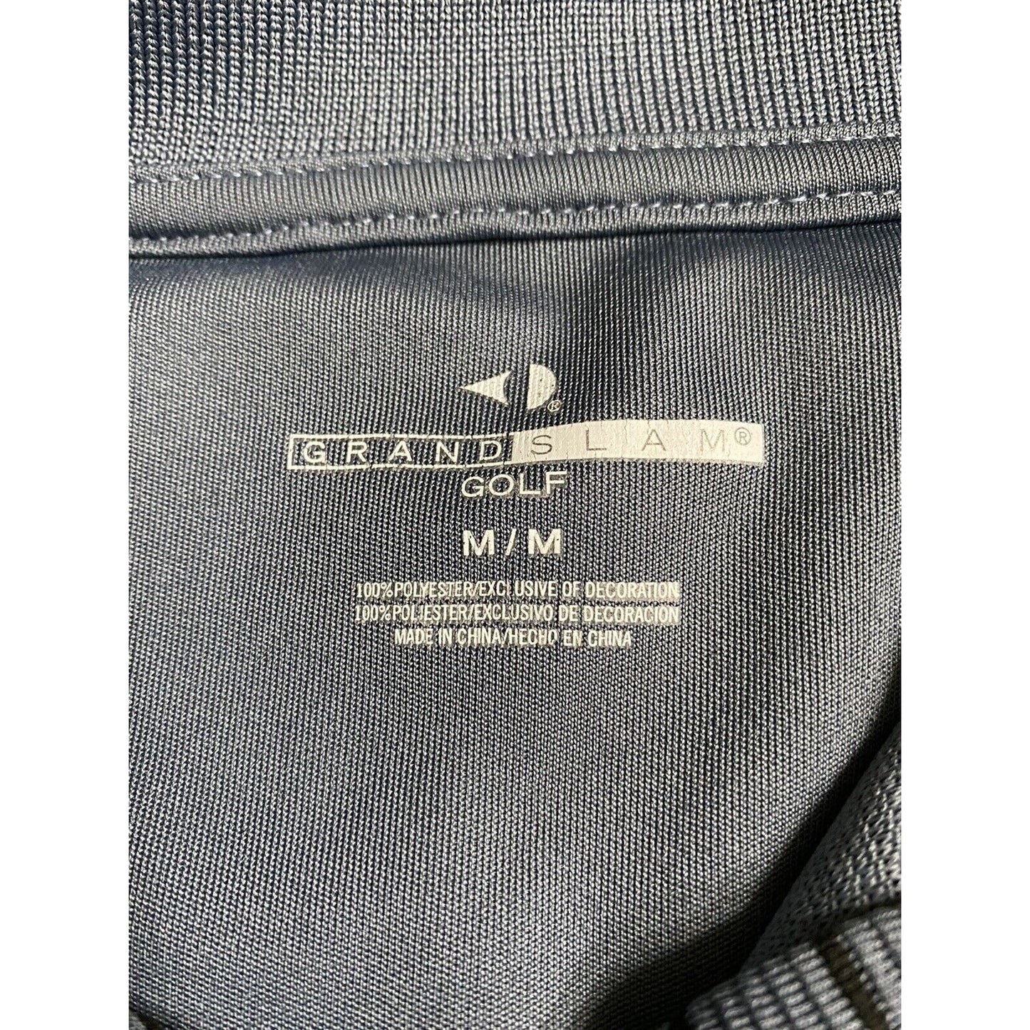 GRAND SLAM PERFORMANCE GOLF Lichen Blue w/Black Stripes Men’s Medium Polo Shirt