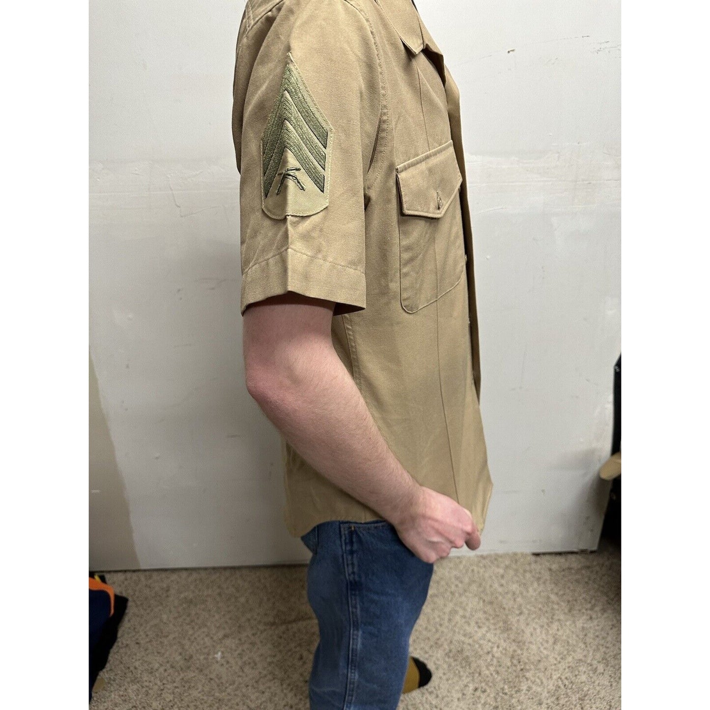 usmc marines defense logistics 15 1/2 short sleeve dress shirt e-5 sergeant rank
