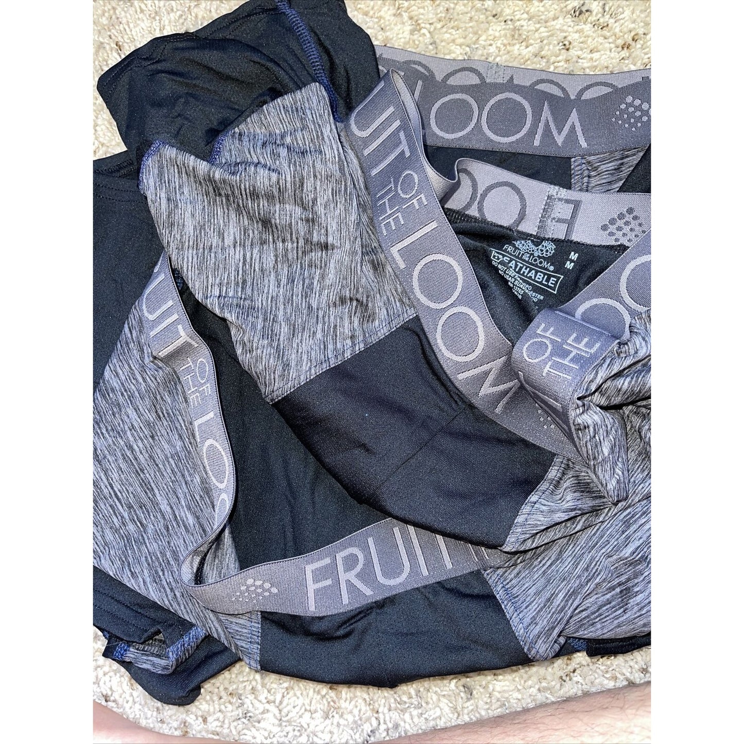 men's fruit of the loom black And Gray compression boxer shorts breathable S