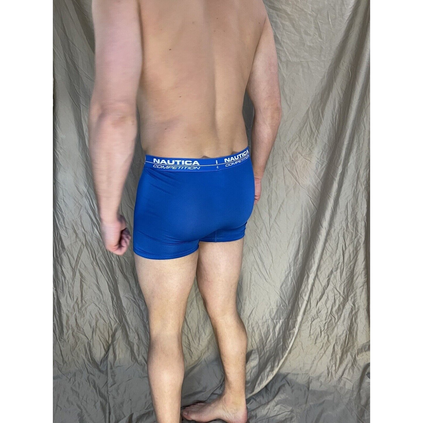 men's nautica large blue competition mesh compression boxer briefs