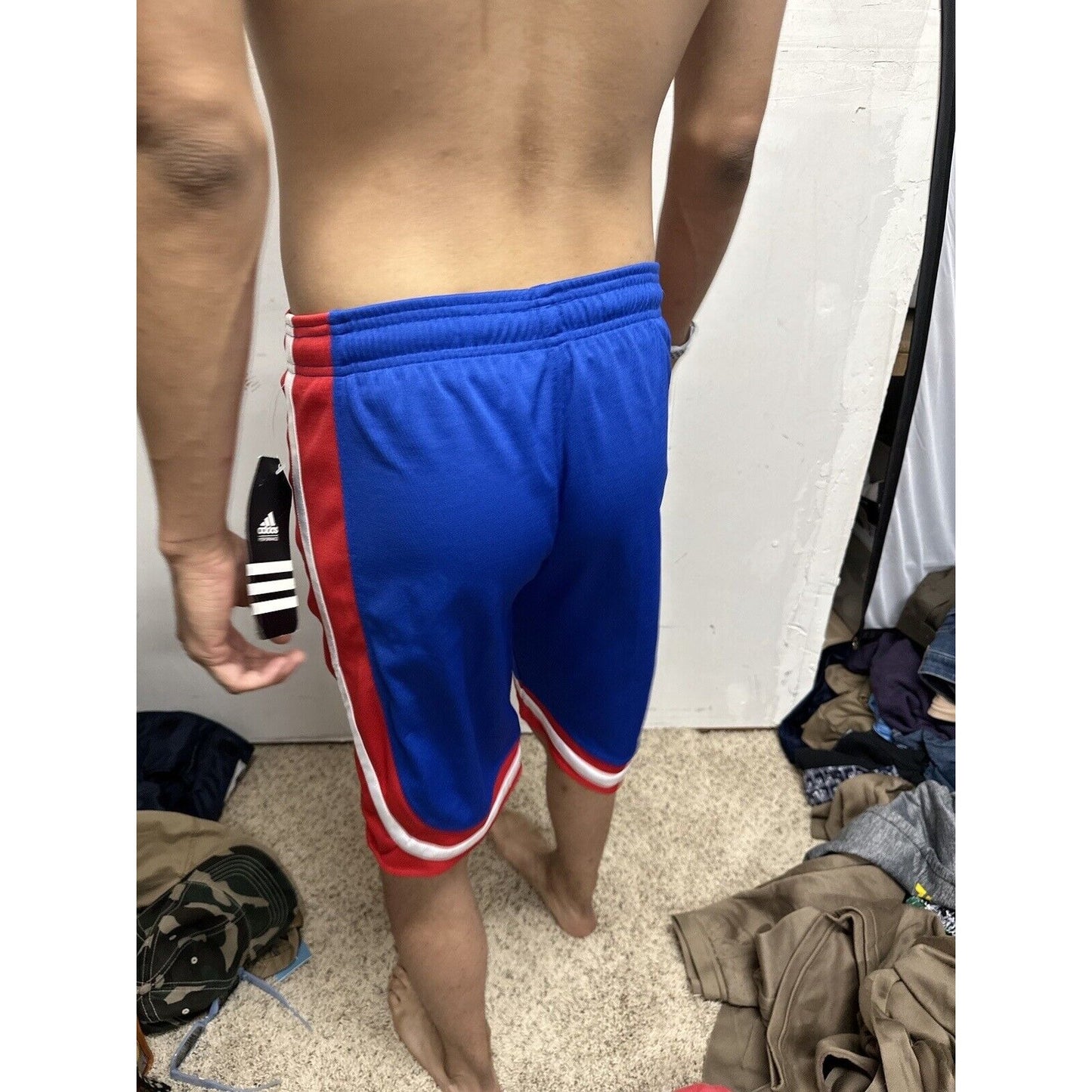 Boy’s Large Pistons NBA Adidas Performance Basketball Shorts Blue