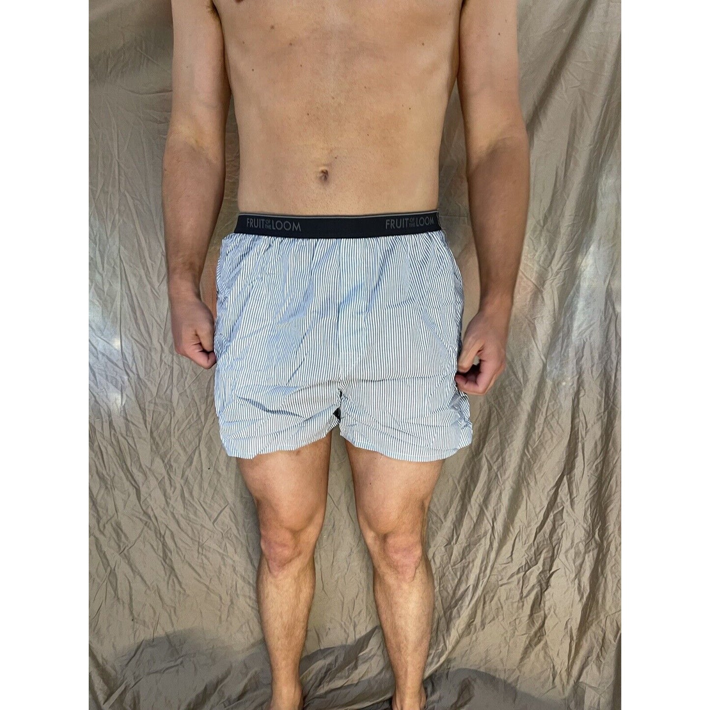 men's fruit of the loom Striped blue boxer shorts large