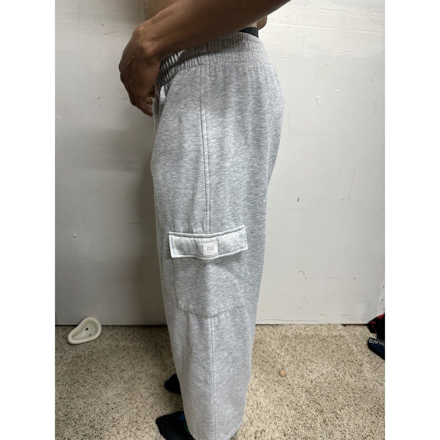 Men’s Large Bugle Boy Gray Sweat Pants Thigh Pockets Only