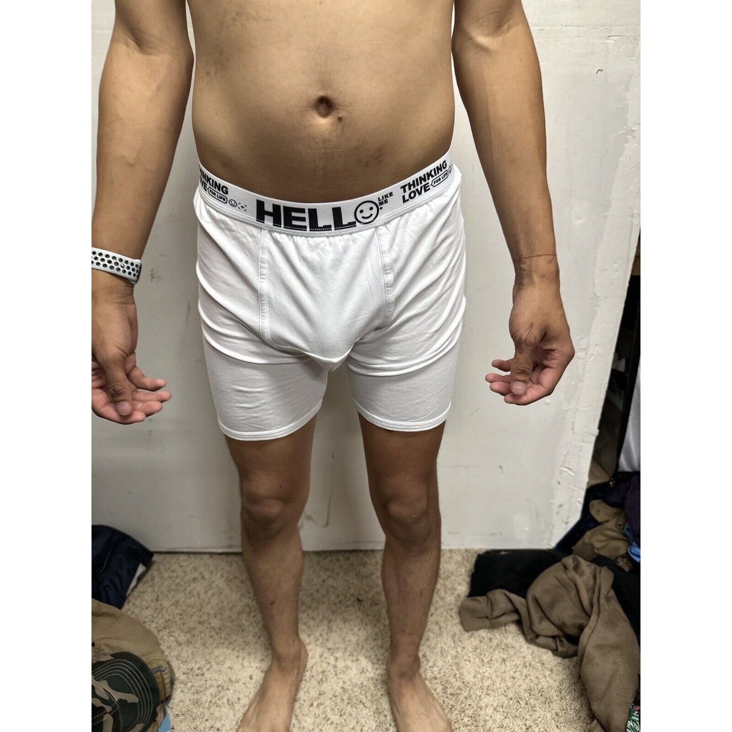 Men’s White Medium Hello Thinking Love For Life Boxer Briefs