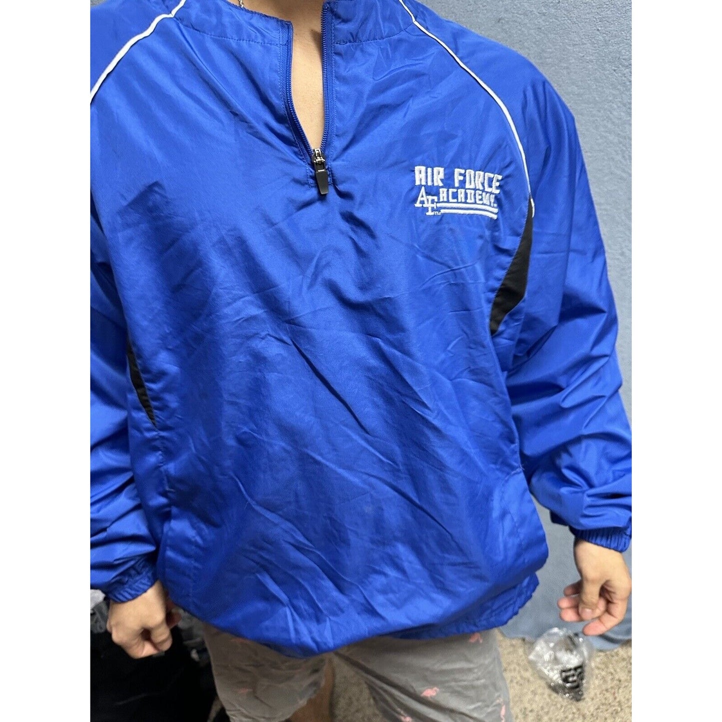 Men’s Blue Holloway Large Air Force Academy Windbreaker Jacket 1/4 Zip Pullover