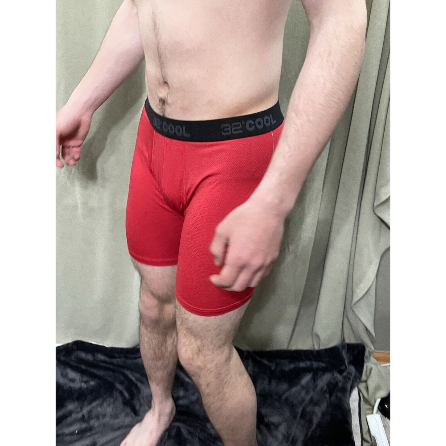 32 Degrees Cool Size Red Medium Mens Boxer Briefs 12% Spandex