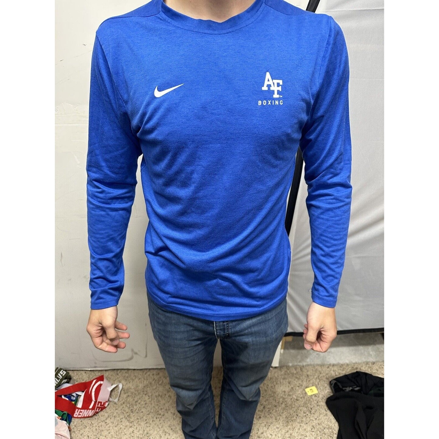 Men’s Long Sleeve USAFA Air Force Academy Boxing Blue Nike Shirt Small