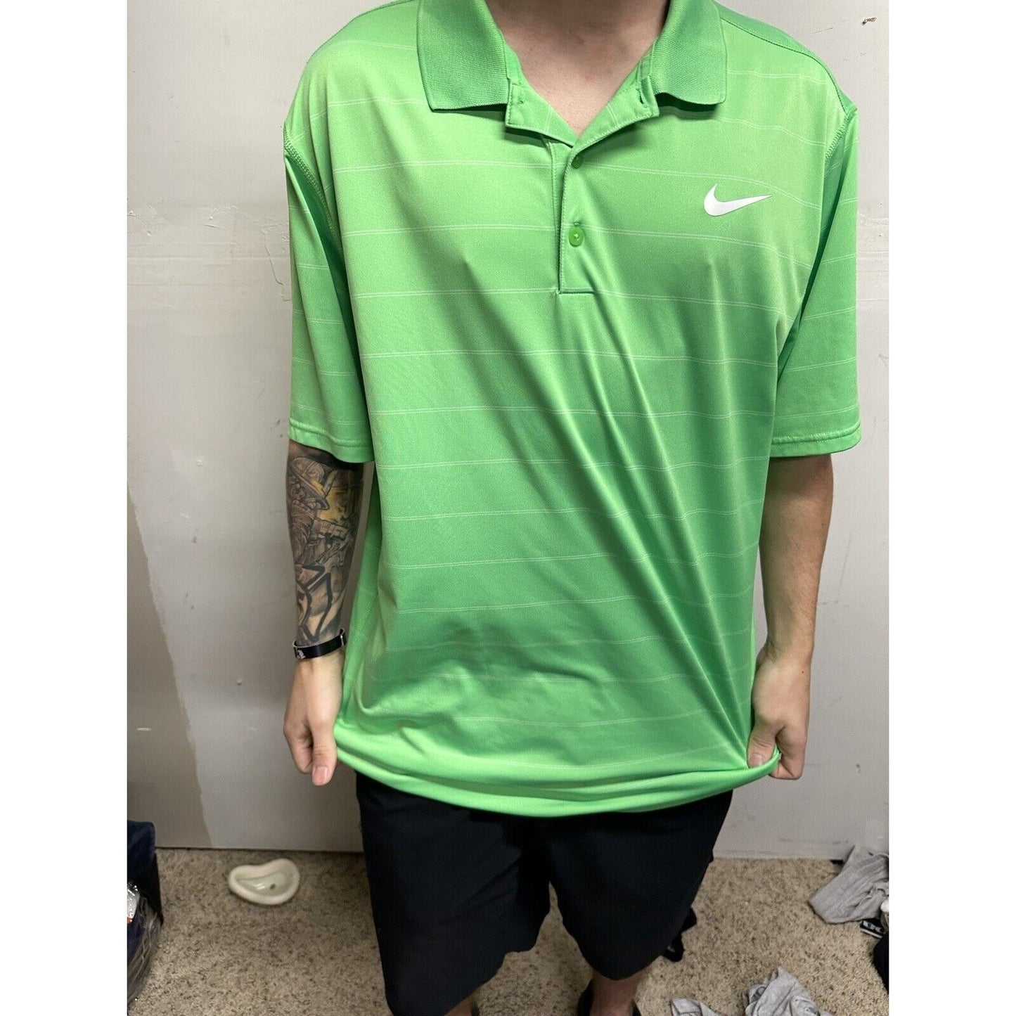 Men’s Lime Green Dri-fit Nike Polo Shirt Large