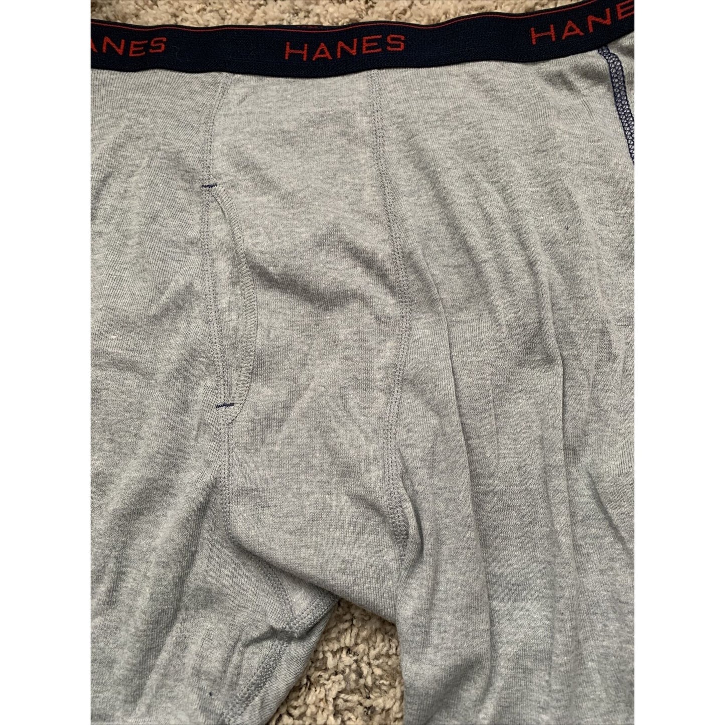Men’s Hanes Gray Boxer Briefs Blue/red Band Large Comfort Flex