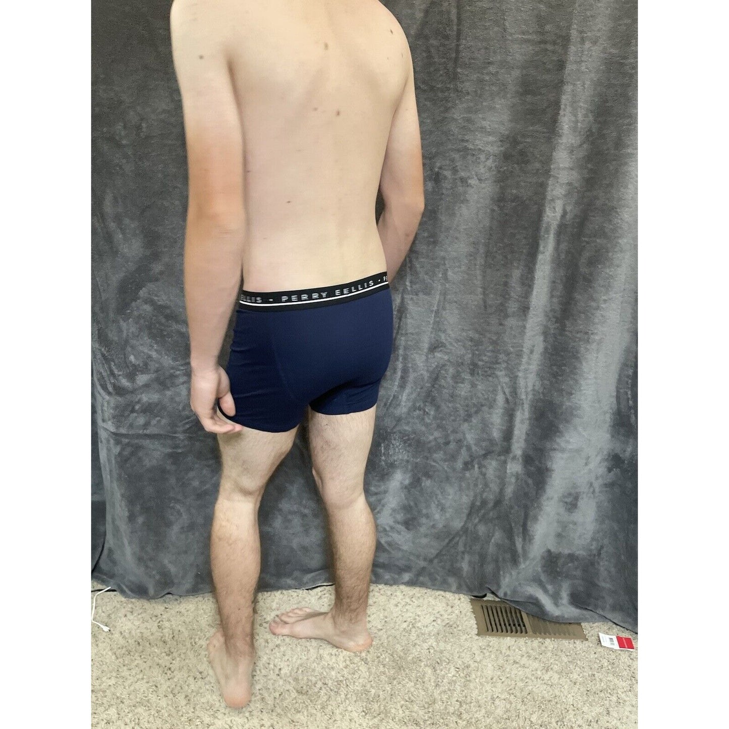 men's Medium perry ellis dark blue compression boxer brief 5% spandex