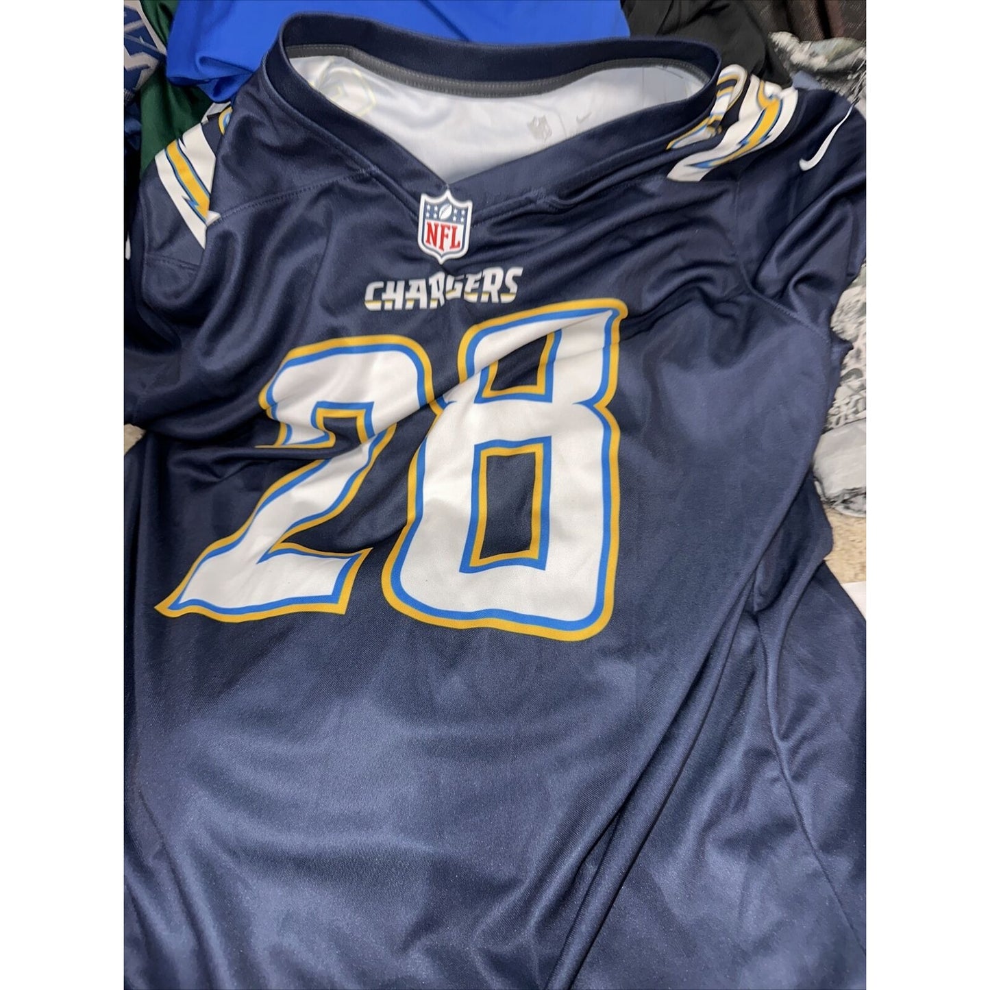Men’s NFL Players Chargers Large 28 Gordon III Nike Dri Fit Jersey Onfield
