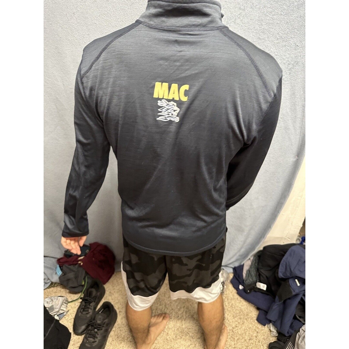 Men’s Gray Navy Blue CSCS Wrestling BSN Sports Medium Pullover 1/4 Zip