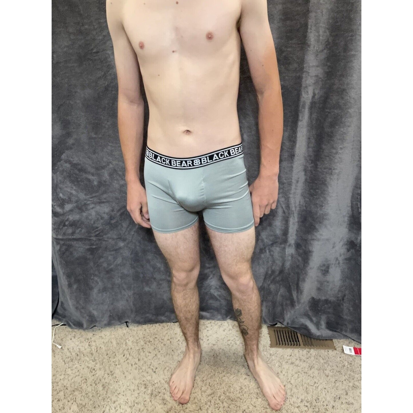 men's medium athletic trunk style black bear boxer brief Gray