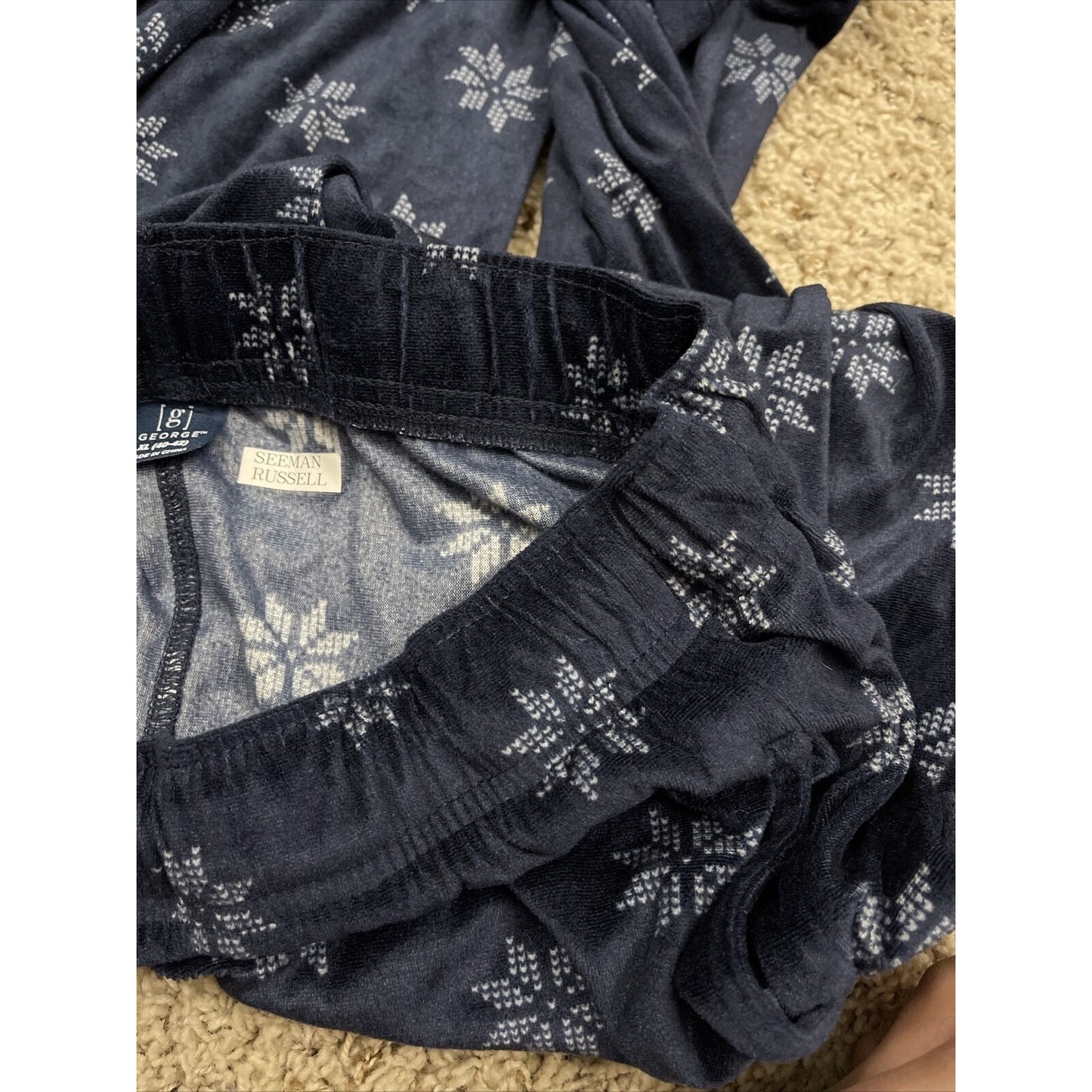 Men’s XL George Snowflake Blue sleepwear Flannel
