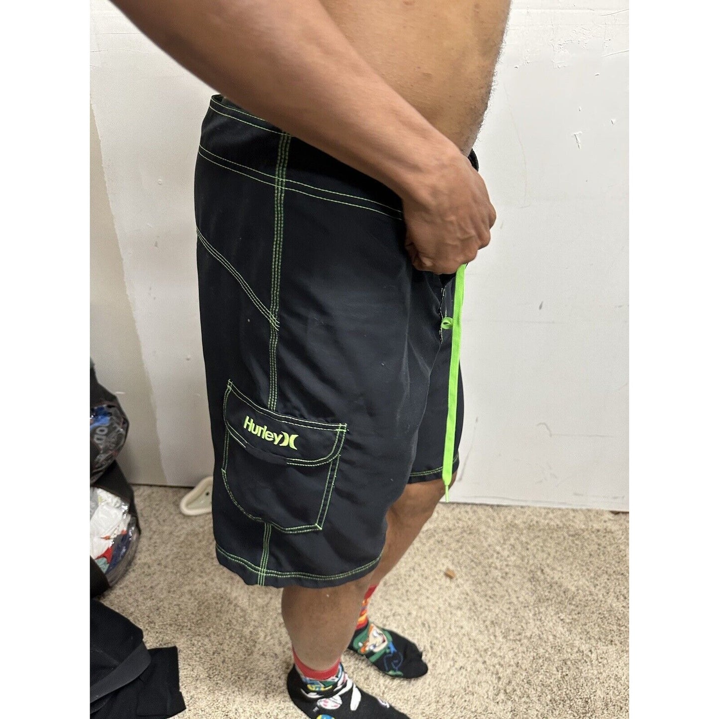 Men’s Black Hurley Board Shorts Trunks Bathing Suit Size 34