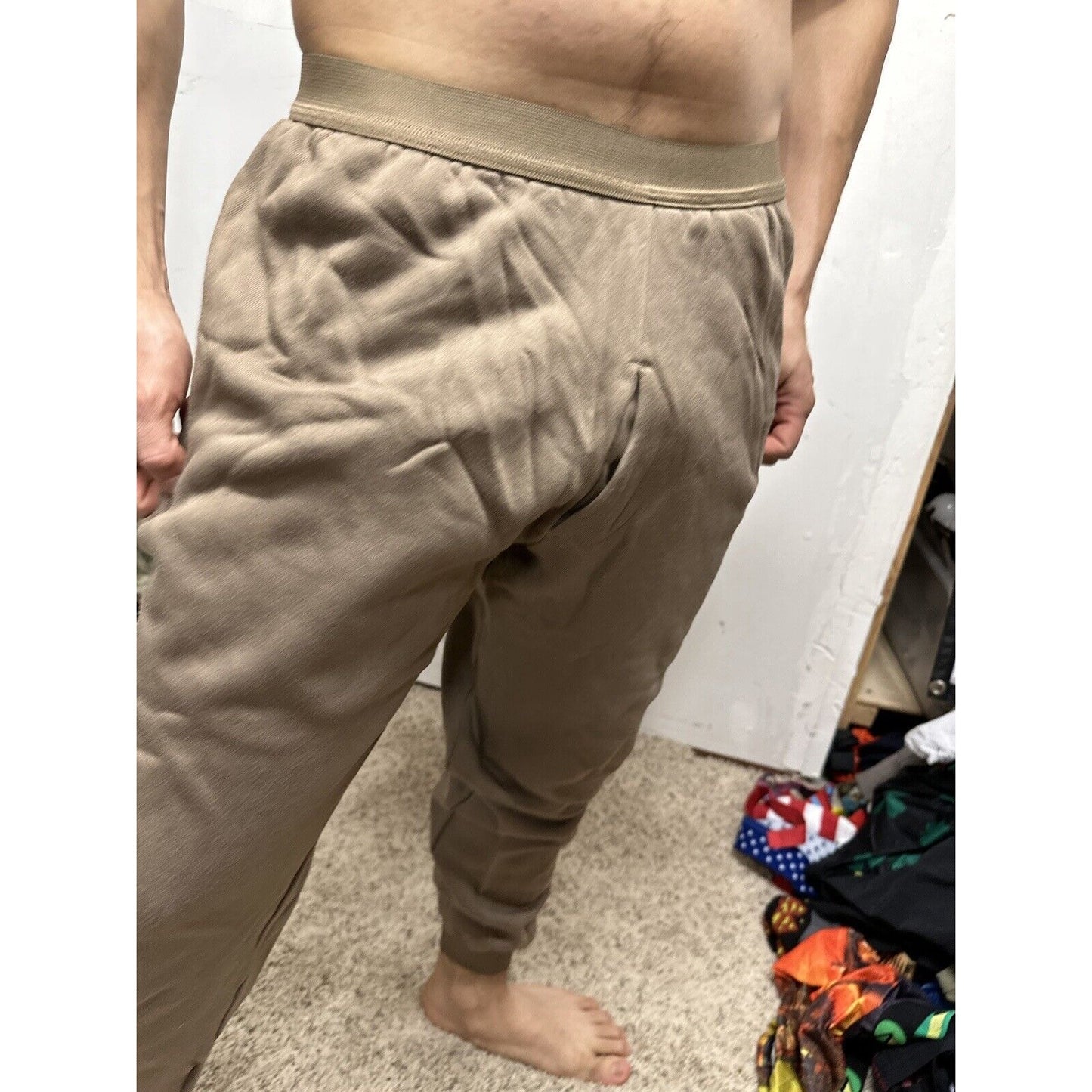 Men’s Cold Weather Brown Drawers Large Thermal Army Air Force Pants