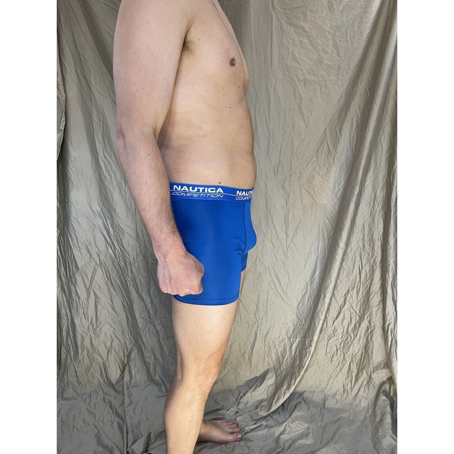 men's nautica large blue competition mesh compression boxer briefs