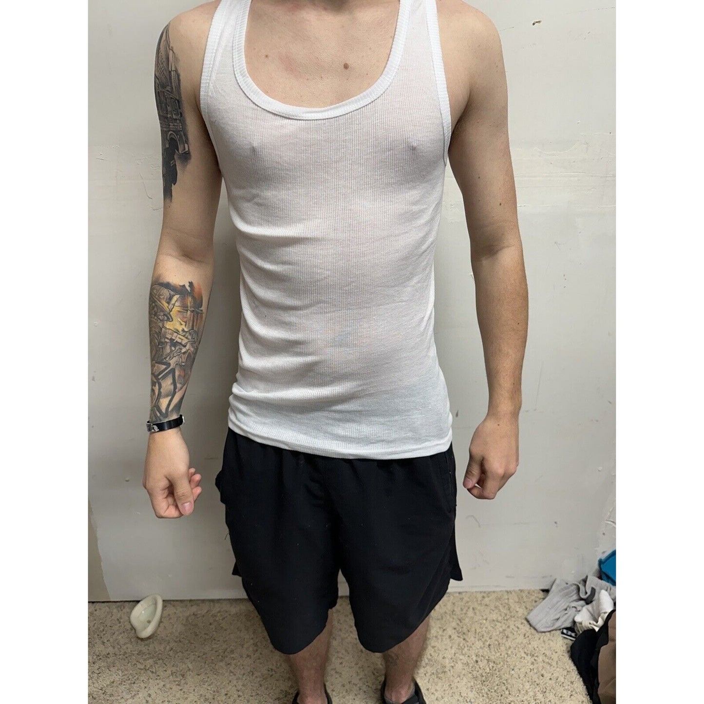 Men’s Small Spyder Muscle Shirt Tank Top White