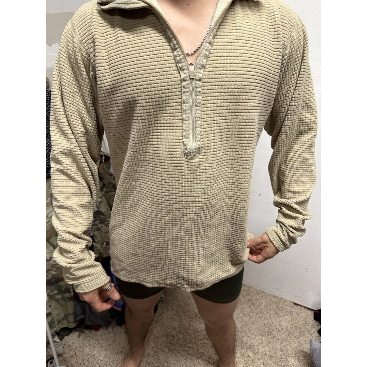 Men’s Tan Half Zip Polartec Official Gen III Army Issue Long Sleeve Pullover
