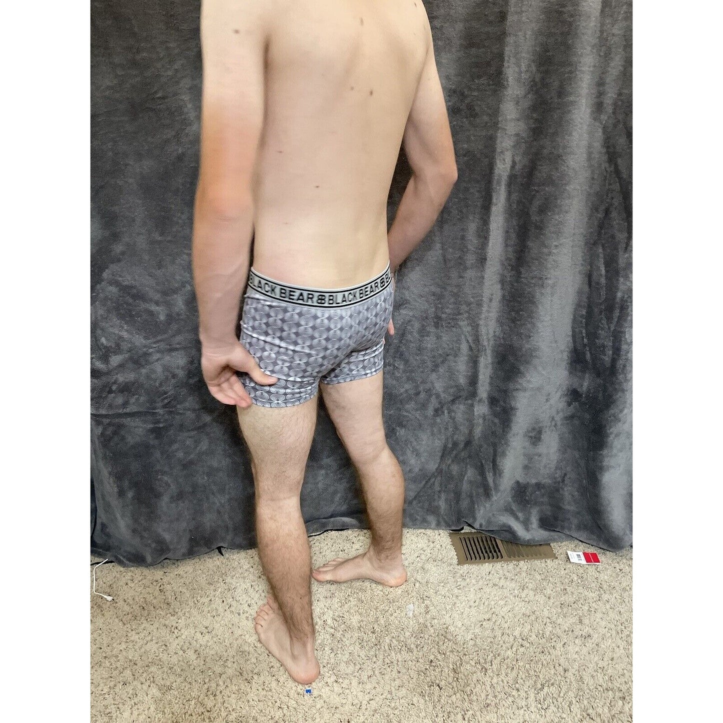 men's medium athletic trunk style black bear boxer brief gray With Circle Design