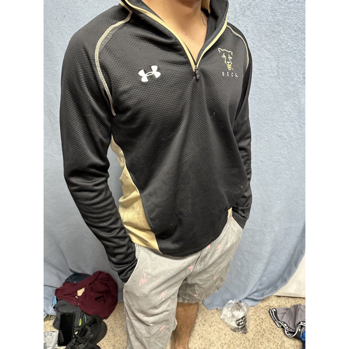 Men’s Black UCCS University Colorado Springs 1/4 Zip Pullover Jacket Medium