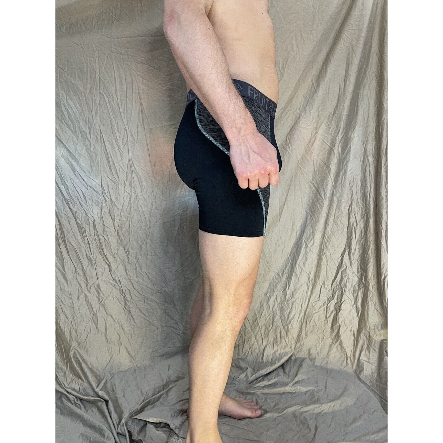 men's fruit of the loom XL compression boxer briefs breathable Black And Gray