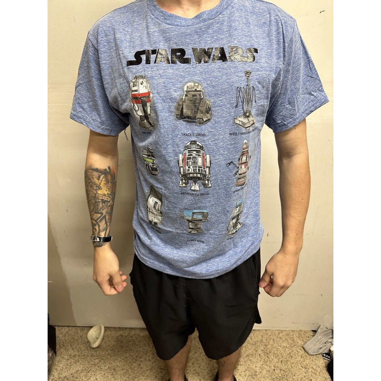 Star Wars Men’s Blue Tshirt Large Droids
