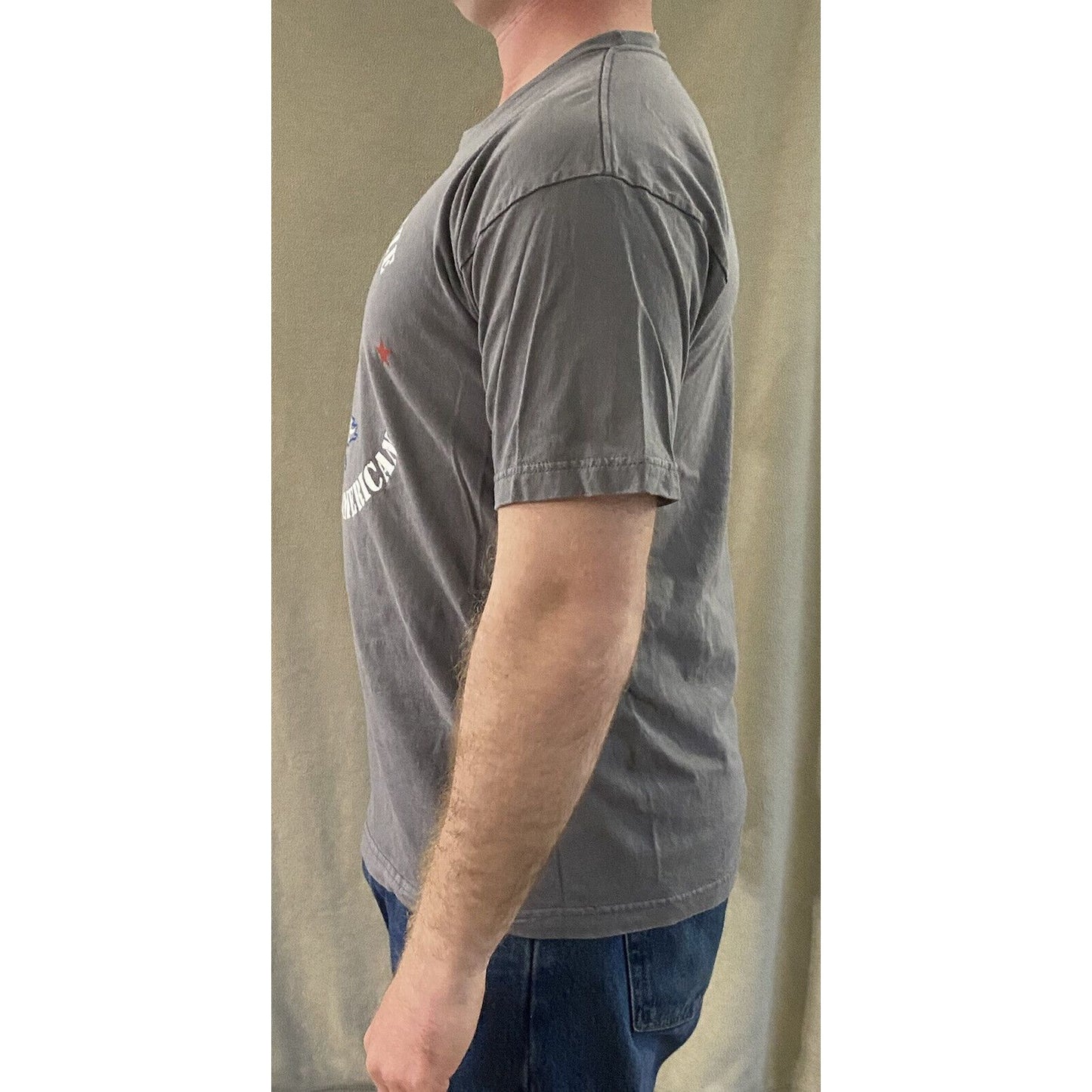 Bayside True American “Never Apologize for Being American” Gray Patriotic Shirt