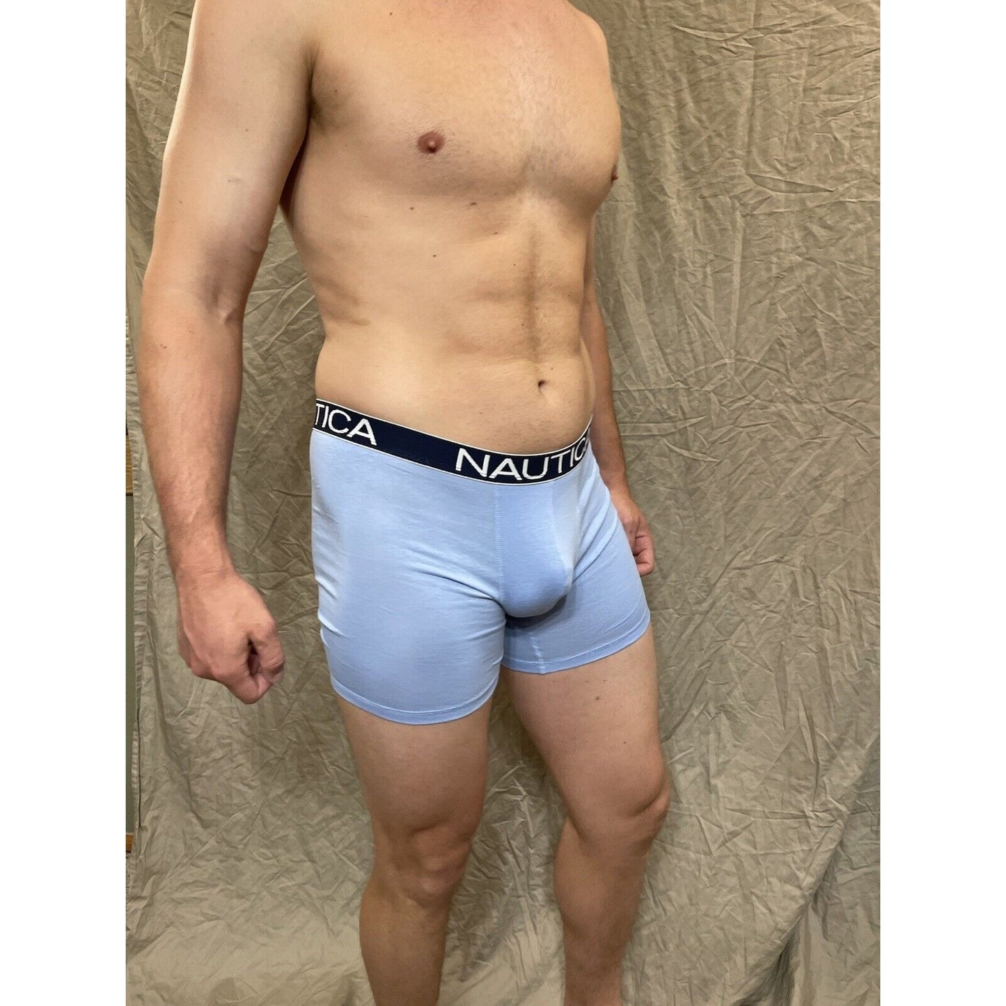 men's nautica 5% spandex boxer brief Light Blue Large