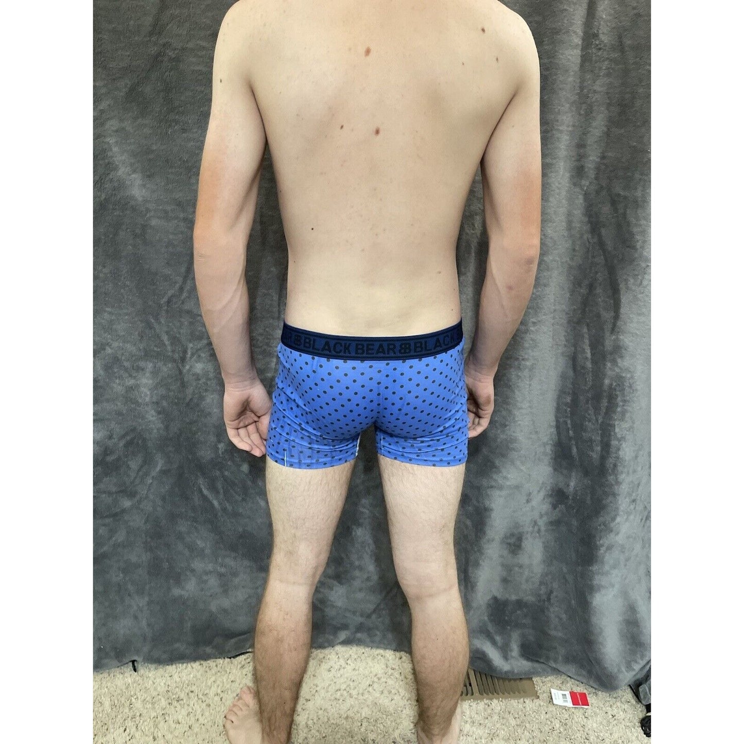 men's medium athletic trunk style black bear boxer brief Blue Polka Dots