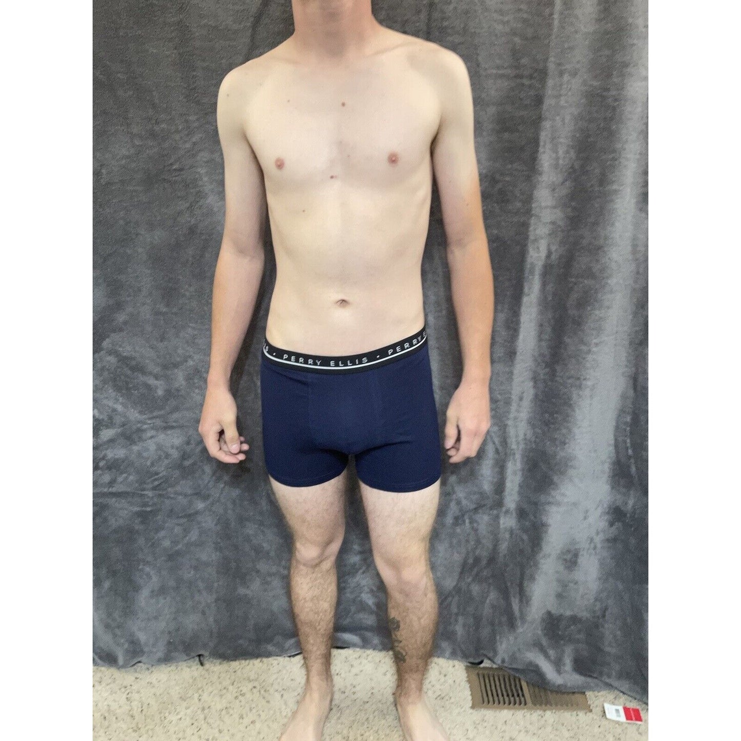 men's Medium perry ellis dark blue compression boxer brief 5% spandex