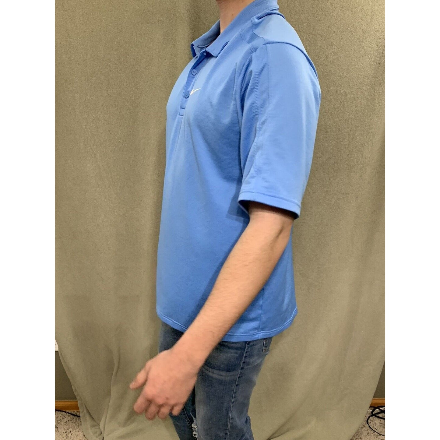 Nike Mens Large Golf Polo Blue Short Sleeve Shirt Dri Fit