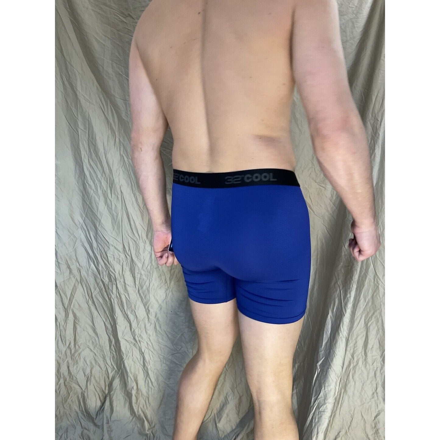 32 Degrees Cool, Mesh Boxer Brief, Performance Wicking Fly Large Blue