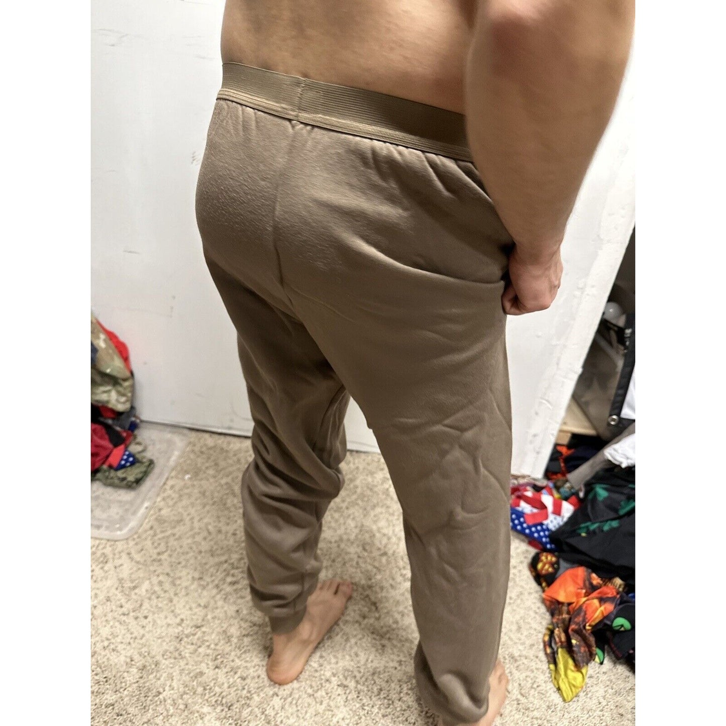 Men’s Cold Weather Brown Drawers Large Thermal Army Air Force Pants