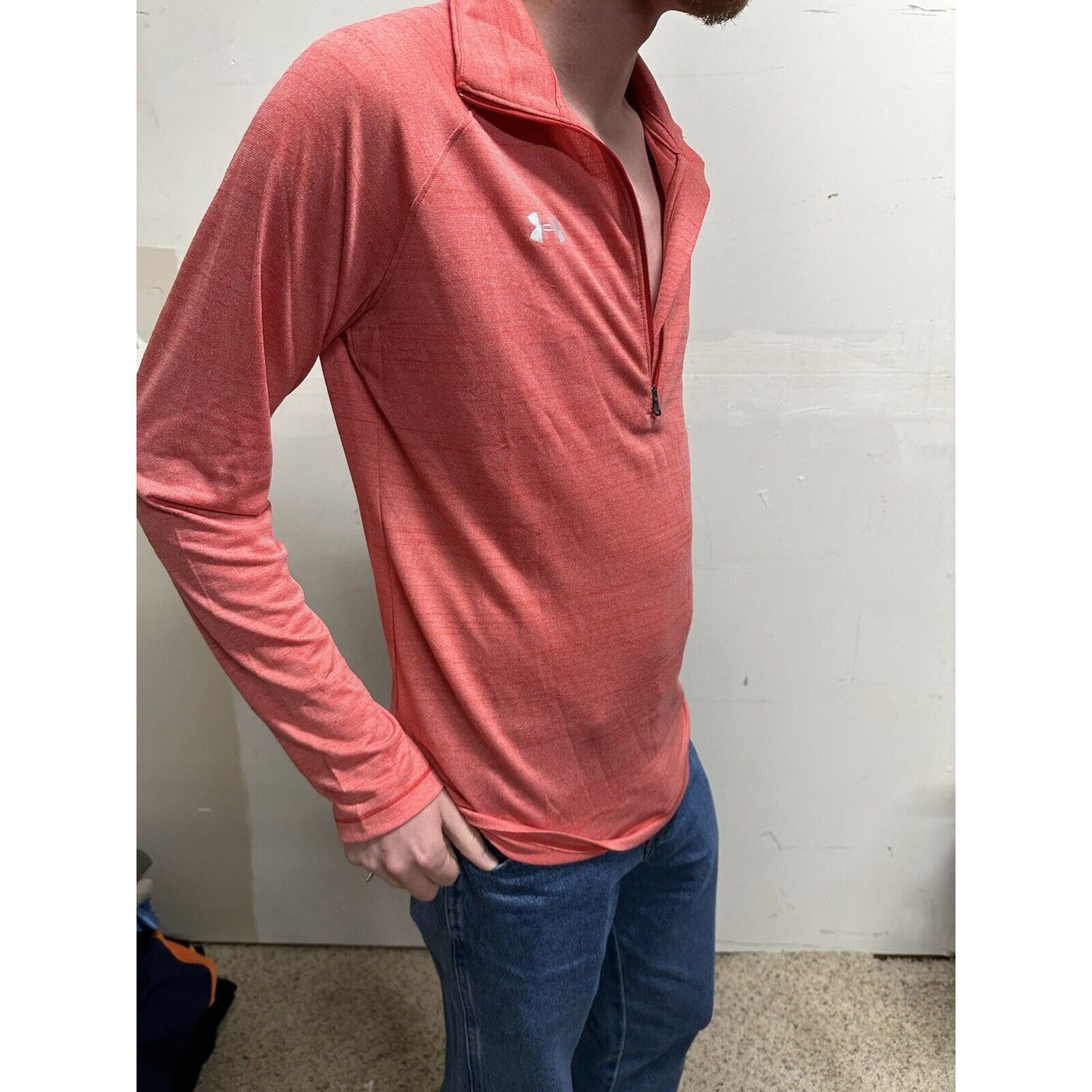 men’s loose under armour quarter zip long sleeve corral pullover shirt Large