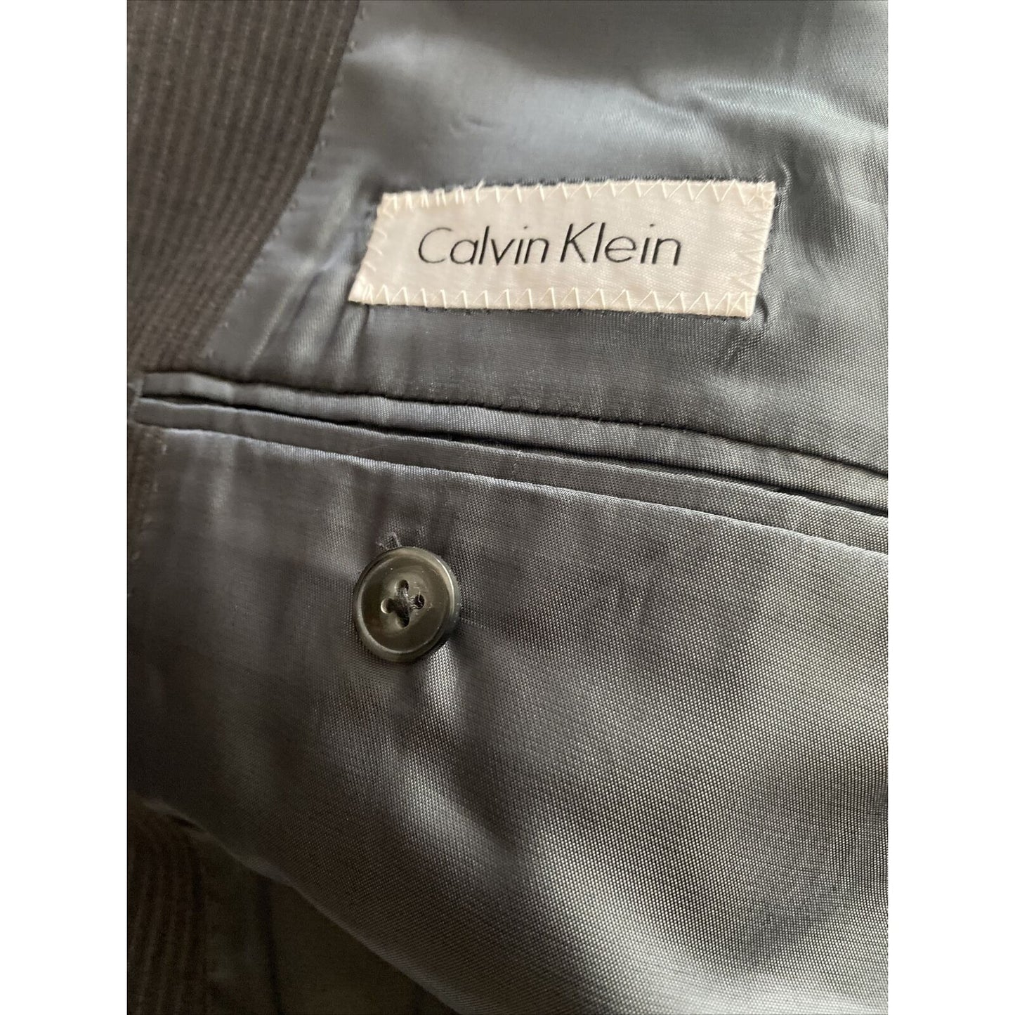 Calvin Klein Men’s 41R 100% Wool Charcoal Stripes 2-Button Blazer Jacket