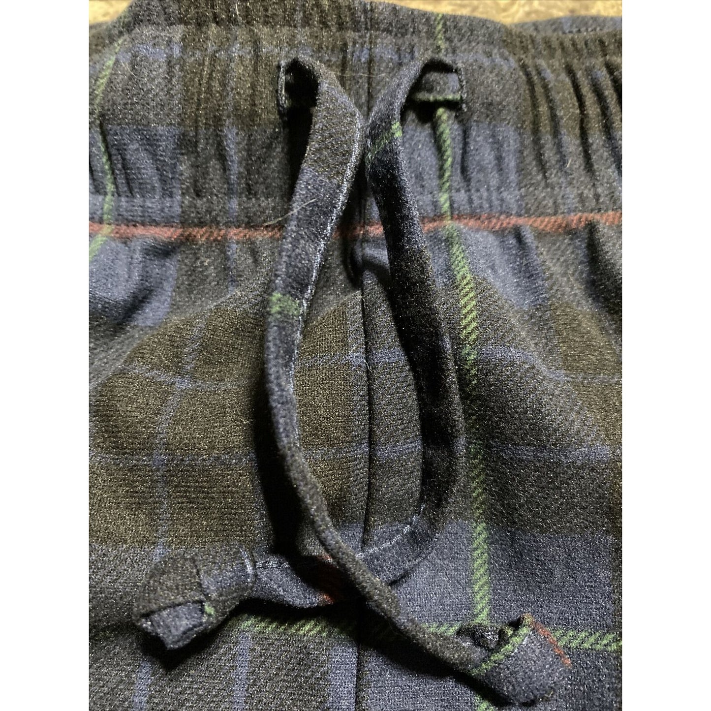 Nautica Sleepwear Men’s Medium Dark Blue Plaid Lounge Polyester Pajama Pants