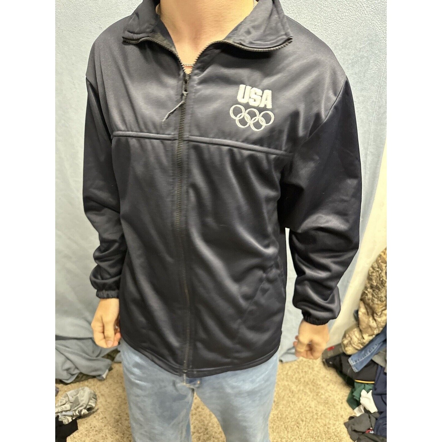 Men’s Dark Blue US Olympic Committee Fill Zip Large Jacket Polyester