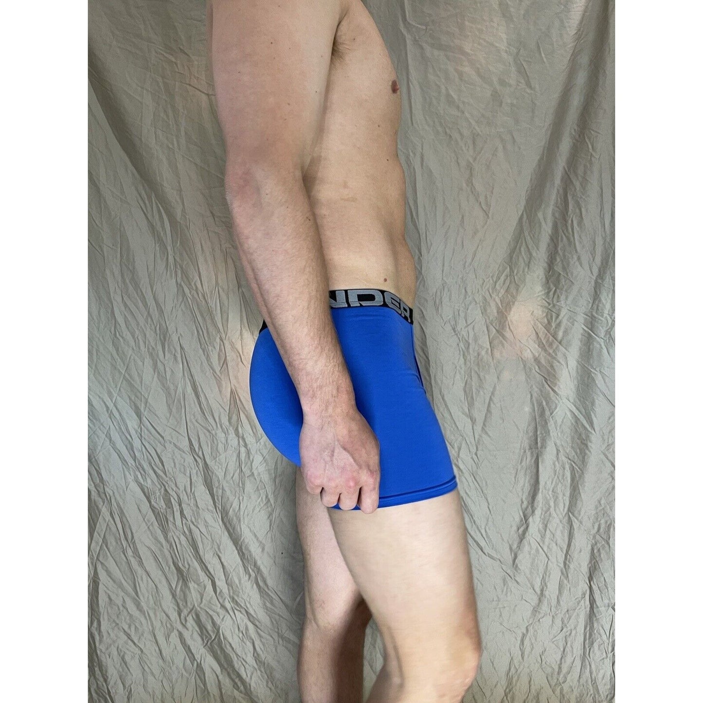 youth XL royal blue under armour fitted heat gear boxer briefs