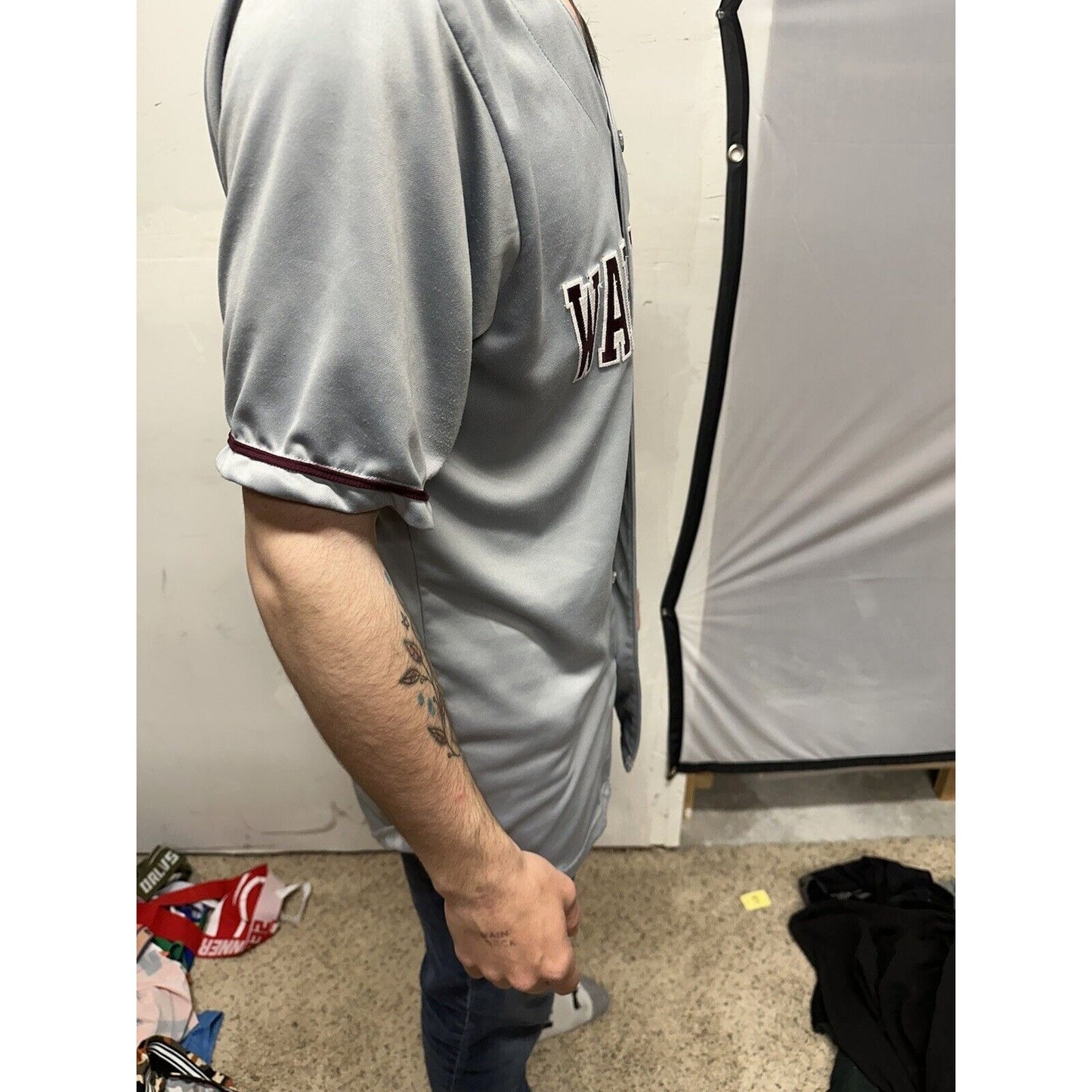 Men’s Silver Rawlings Medium Warhawks Number 12 Baseball Jersey