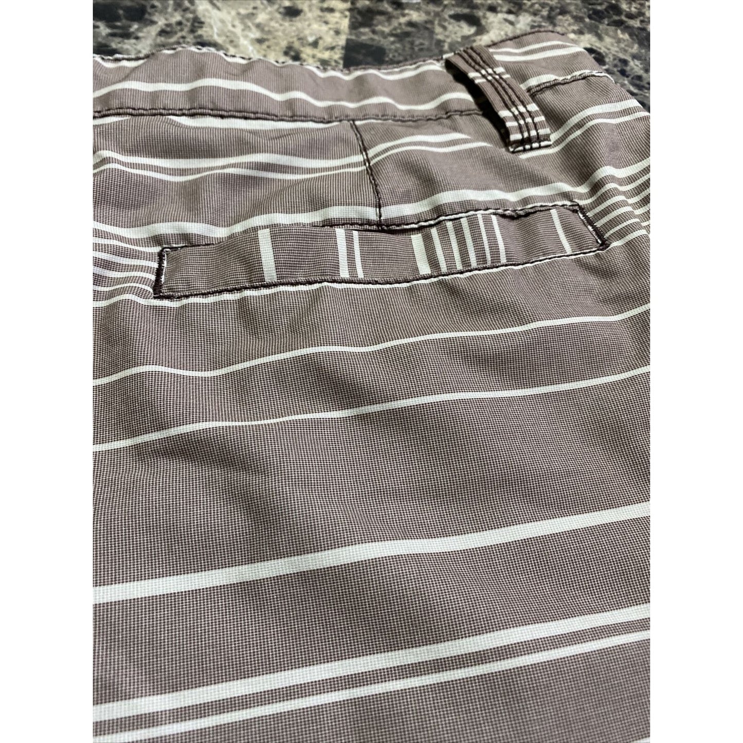 Kanu Surf Men’s Size 34 Brown Stripes Polyester-spandex Board Shorts