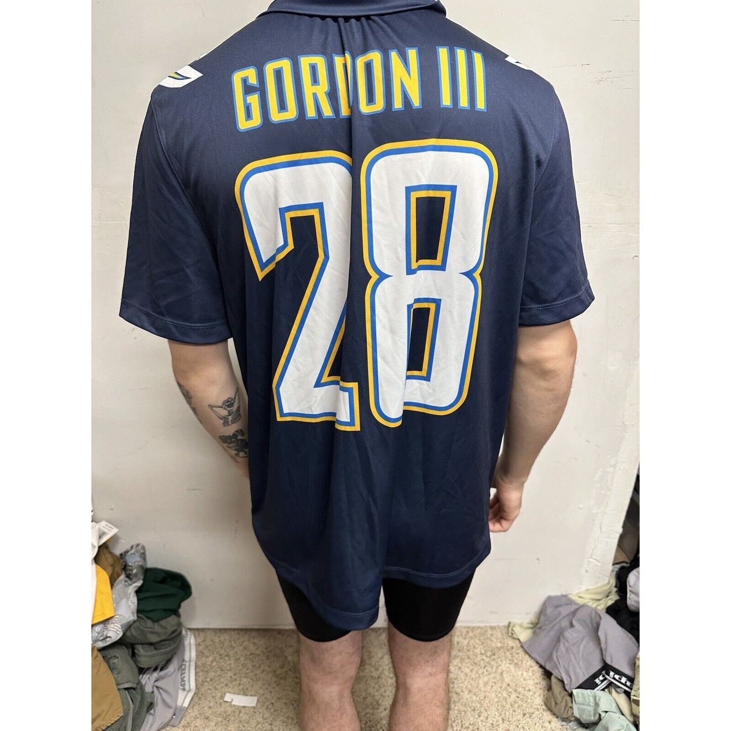 Men’s NFL Players Chargers Large 28 Gordon III Nike Dri Fit Jersey Onfield