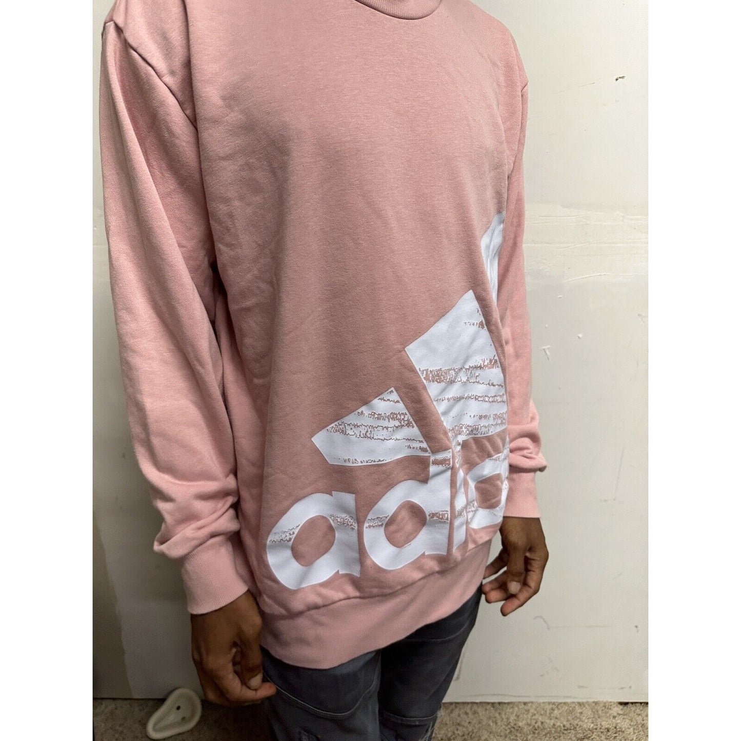 Men’s Pink Adidas Large Pullover Sweatshirt Long Sleeve