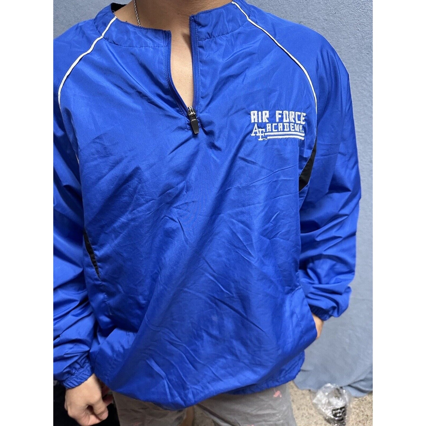 Men’s Blue Holloway Large Air Force Academy Windbreaker Jacket 1/4 Zip Pullover