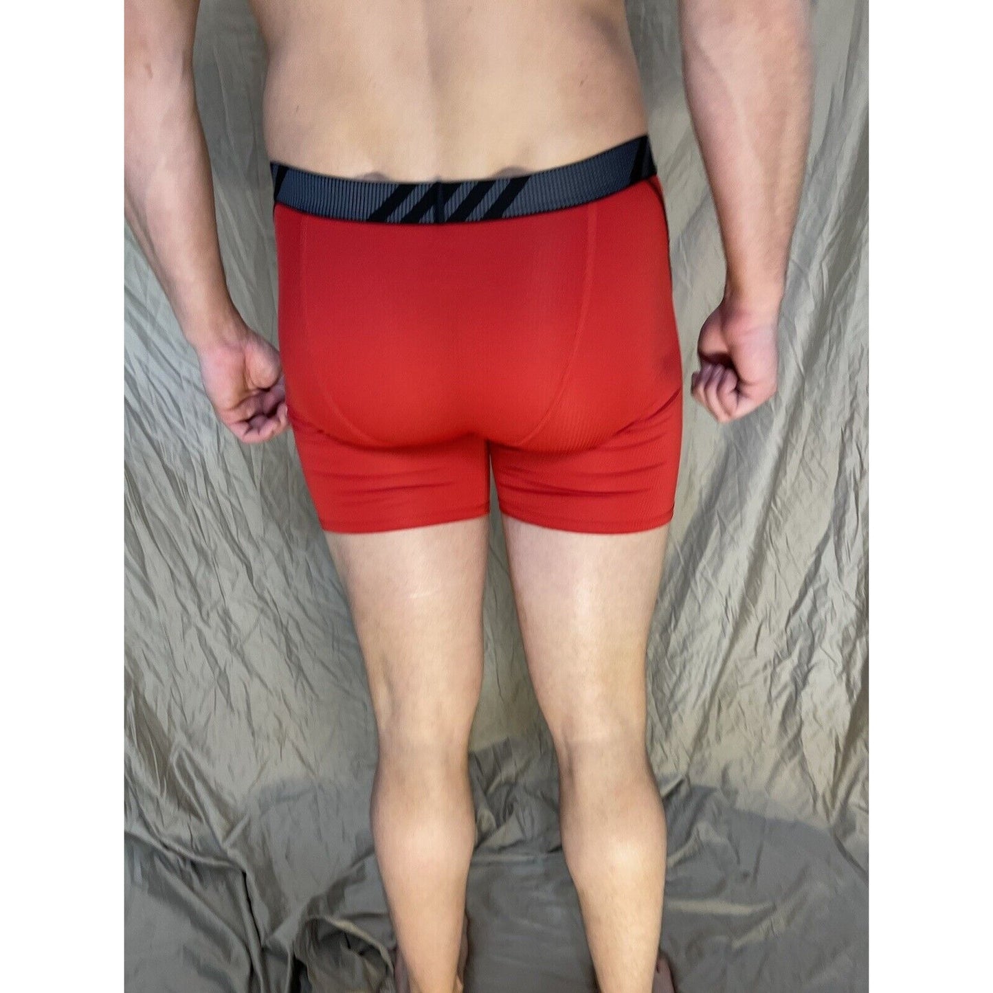 men's red adidas aeroready compression boxer brief Medium