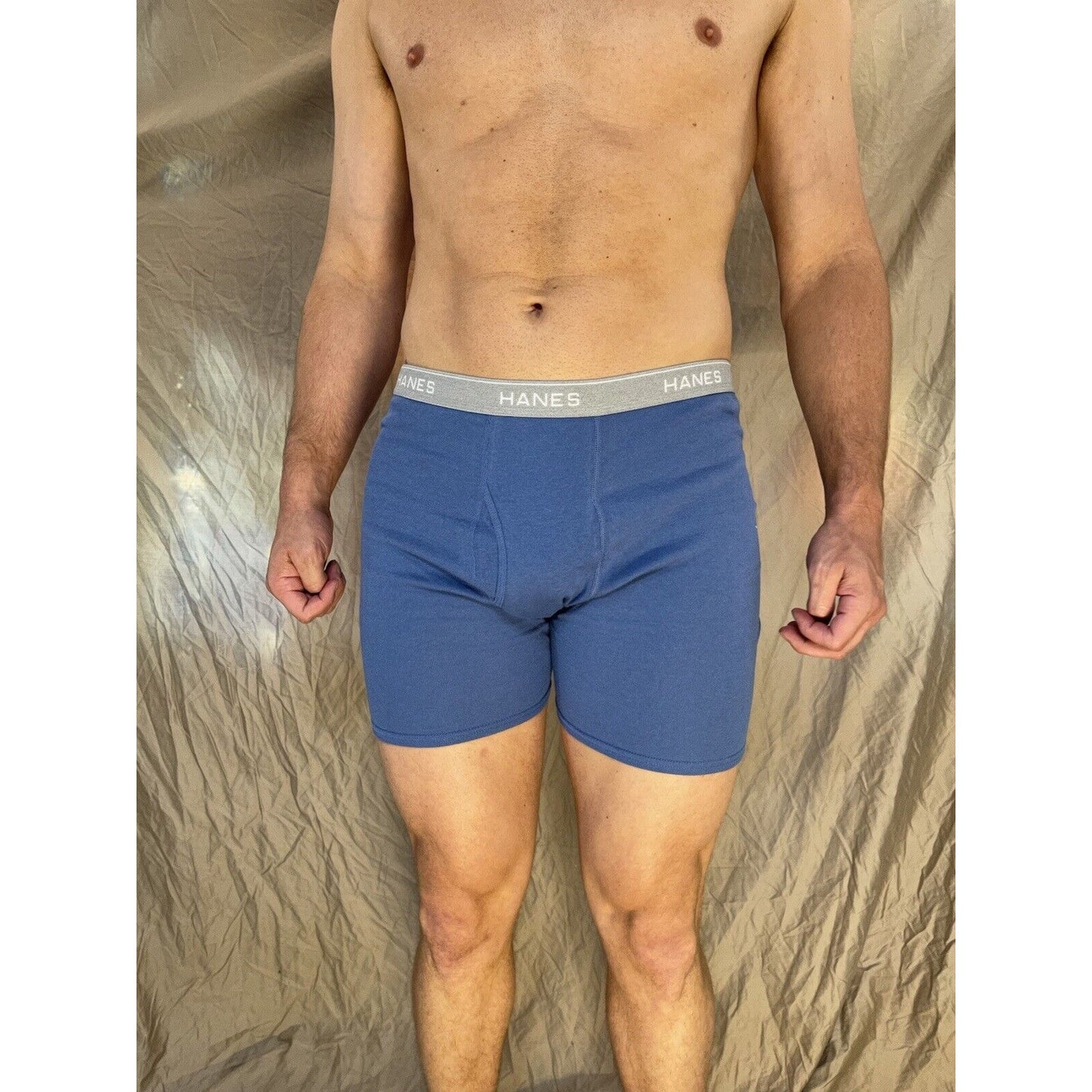 men's hanes Steel Blue boxer brief comfort flex large