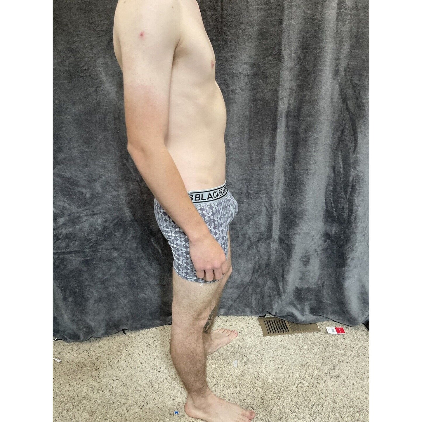 men's medium athletic trunk style black bear boxer brief gray With Circle Design