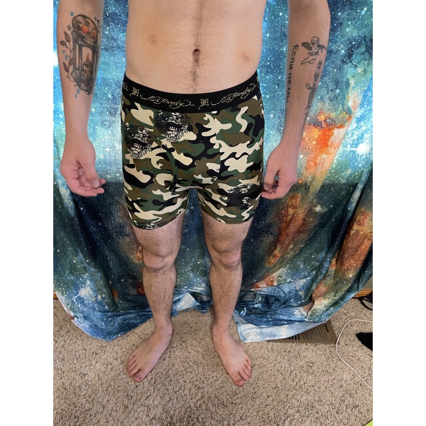 men's ed hardy camo tiger compression shorts medium New Unworn