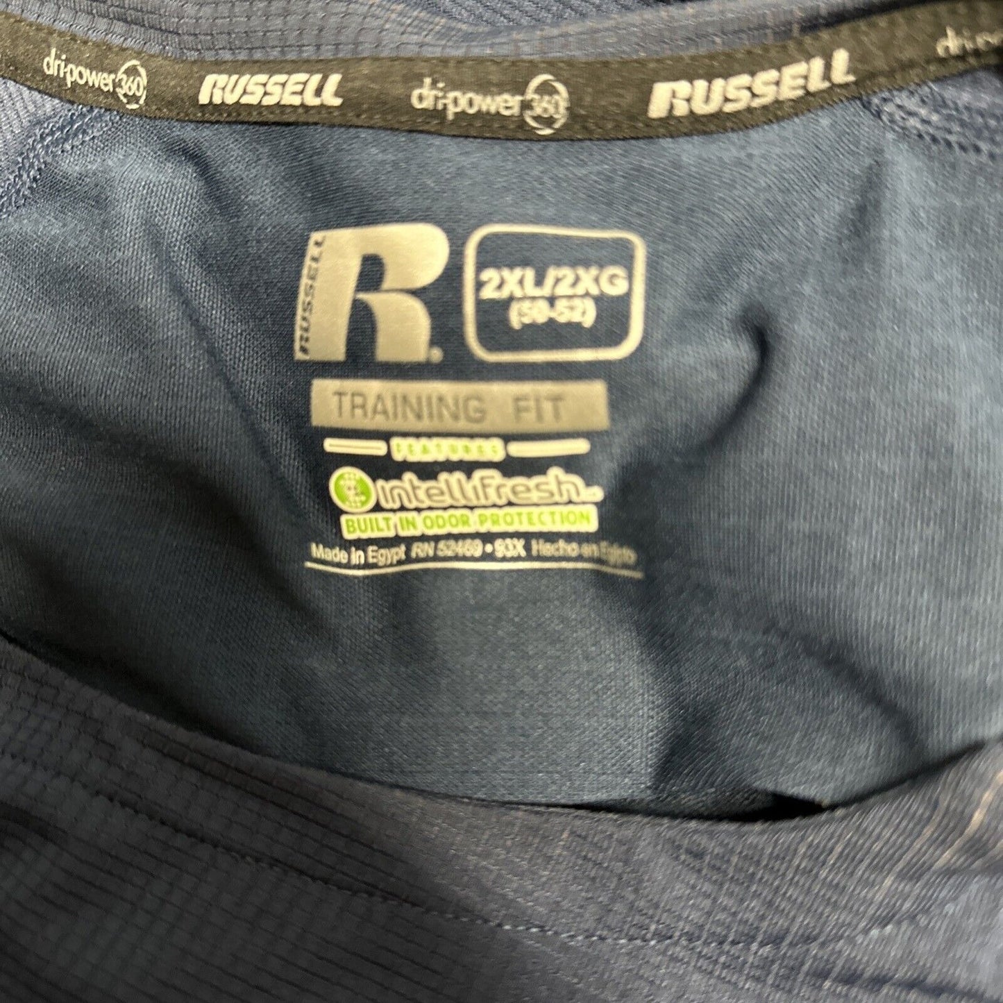 Men’s Dark Blue Russell 2XL Training Fit Intellifresh Dri Power Muscle Shirt