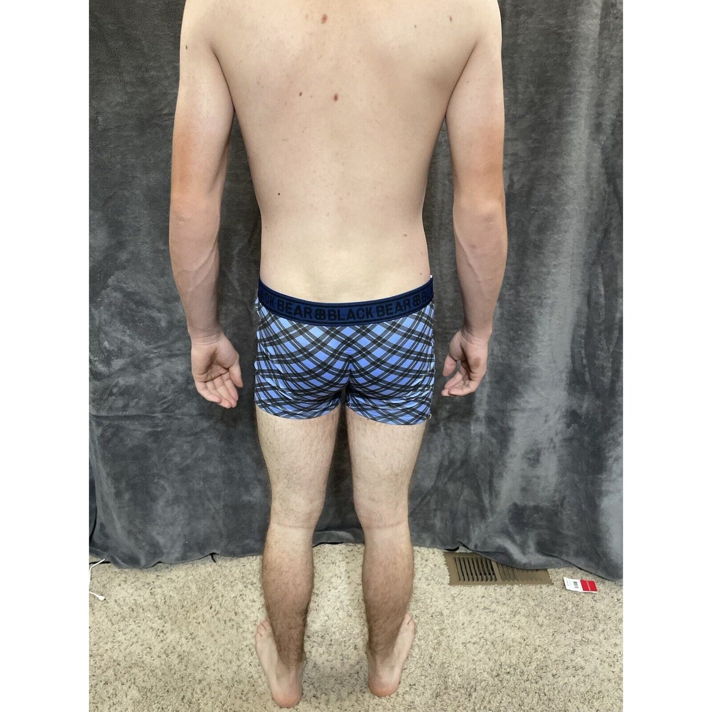 men's medium athletic trunk style black bear boxer brief Blue And Black Plaid